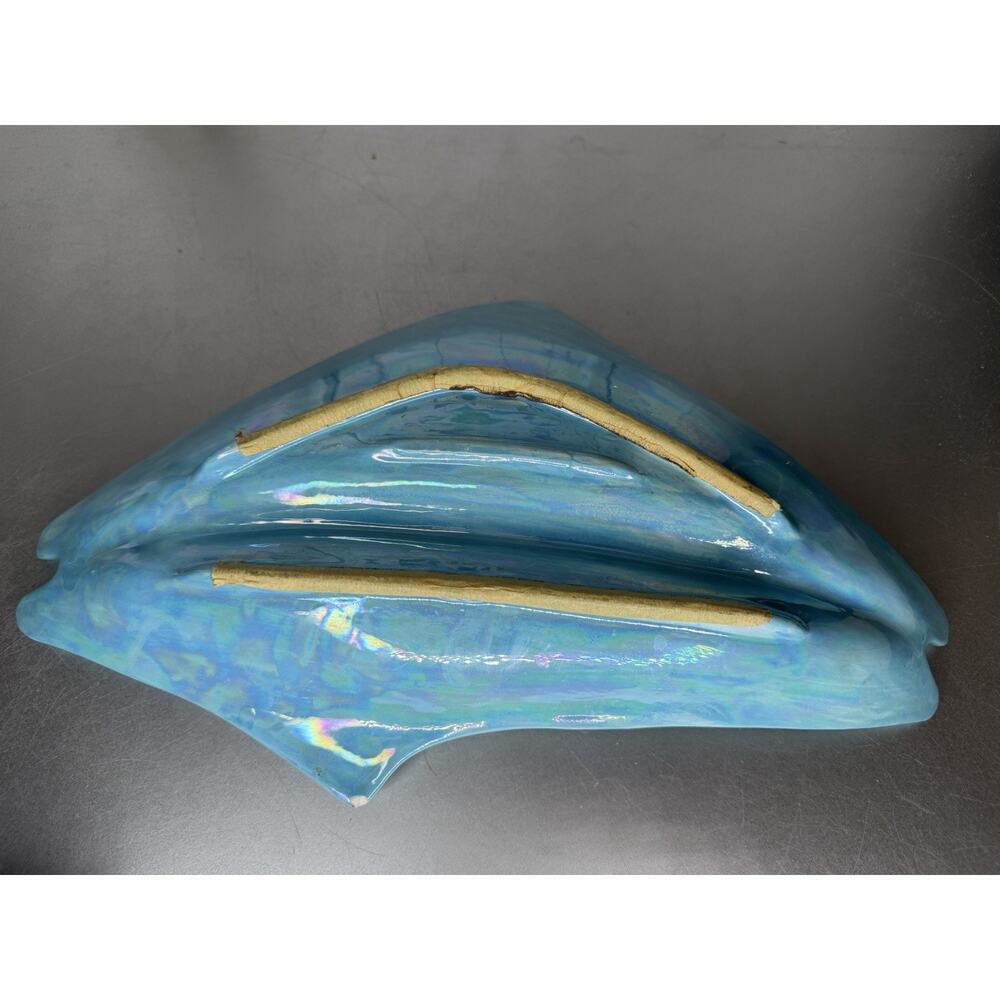 Vintage MCM Blue Opalescent Glaze Atomic Retro Ashtray Unique 70s Trinket Tray - Picture 3 of 7